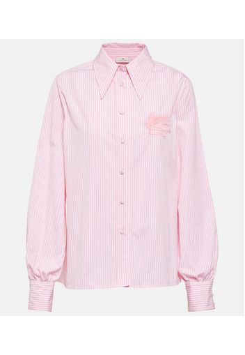 Camicia in cotone a righe con logo