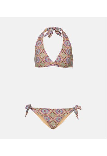 Bikini con stampa e scollo all’americana