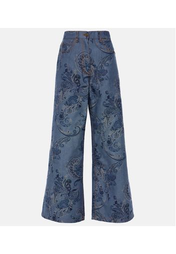 Jeans a gamba larga in jacquard