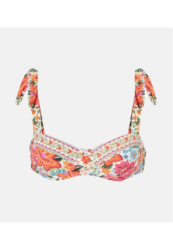 Top bikini con stampa floreale