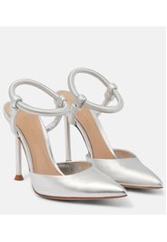 Pumps slingback in pelle metallizzata