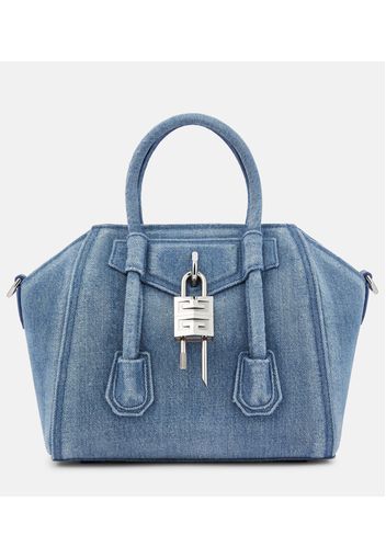 Borsa a mano Antigona Lock Mini in denim