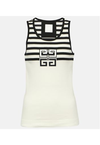 Tank top 4G in jersey di cotone a righe