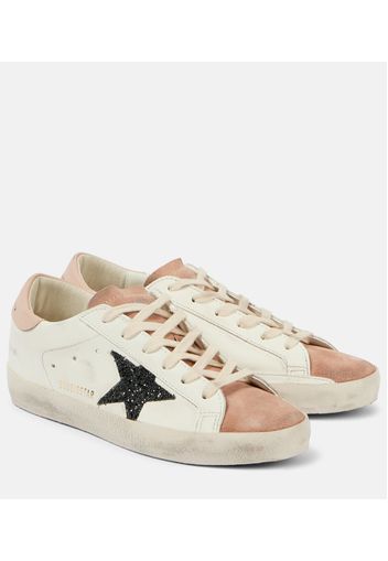 Sneakers Super Star in pelle con glitter