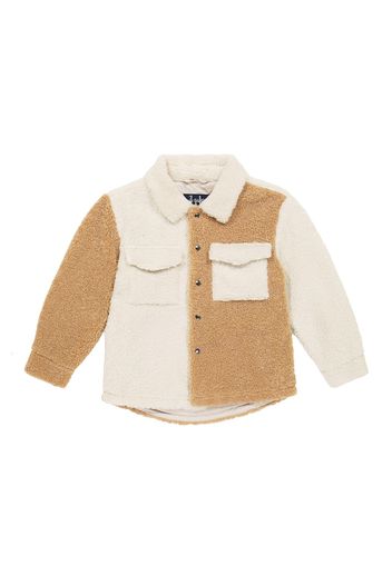 Giacca camicia in teddy colorblock