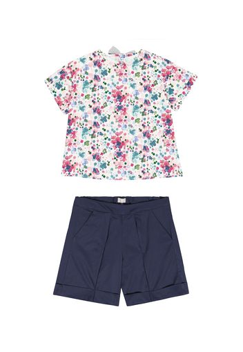 Top e shorts in cotone con stampa