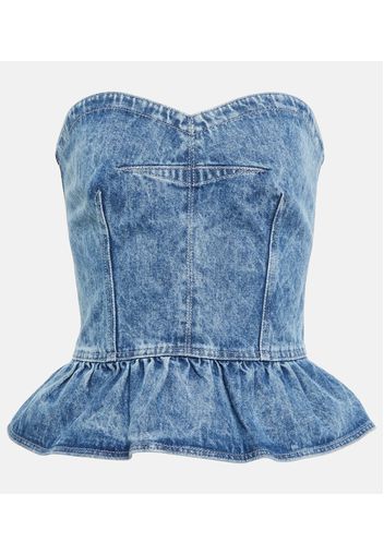 Top Solizinia in denim con volant