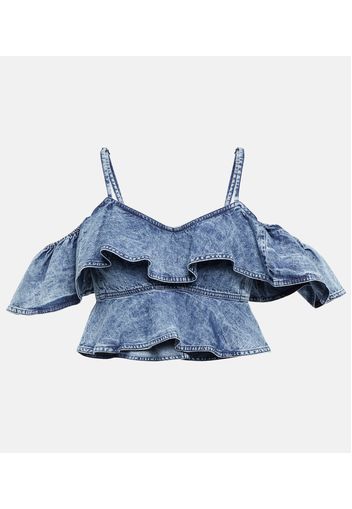 Top cropped Voloteo in chambray