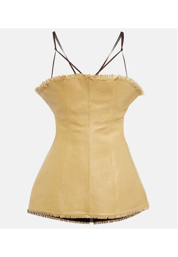 Top a corsetto con scollo bardot