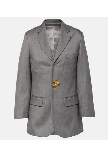 Blazer in twill di misto lana