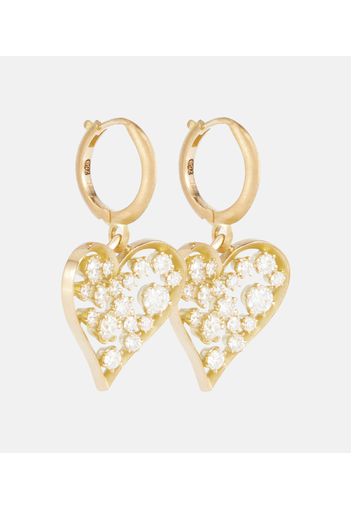 Orecchini a cerchio Margot Heart in oro 18kt con diamanti