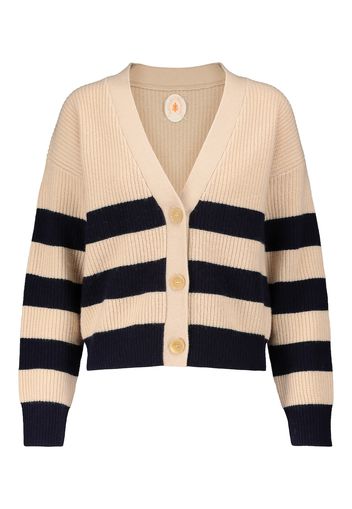 Cardigan a righe in lana e cashmere