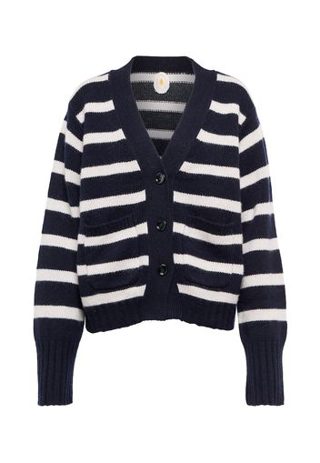 Cardigan in lana e cashmere a righe