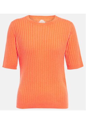 Top in cashmere in maglia a coste