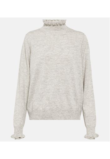 Pullover in lana e cashmere con volant