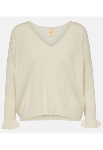 Pullover in lana e cashmere con volant