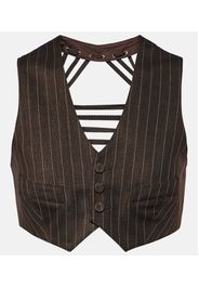 Gilet cropped in misto lana a righe