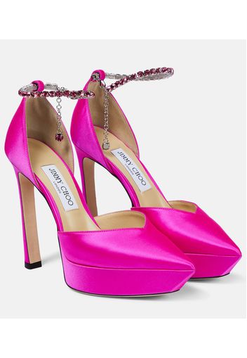 Pumps Saeda 125 in raso con cristalli