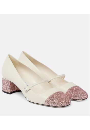 Pumps Mary Jane Elisa 45 in pelle con glitter