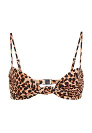 Top bikini con stampa leopardata
