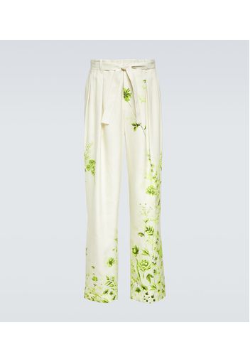 Pantaloni regular a fiori con cintura