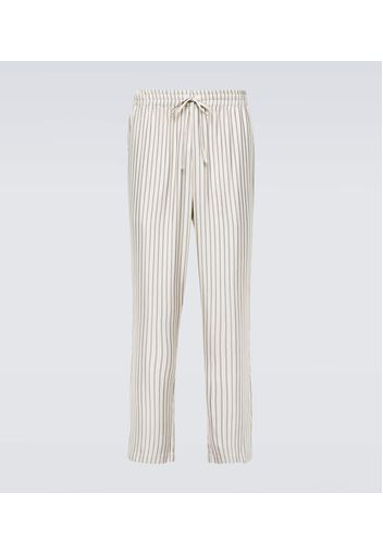 Pantaloni regular in seta a righe