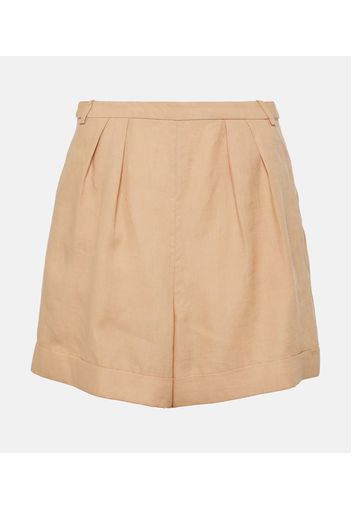 Shorts in lino a pieghe