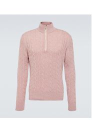 Pullover in cashmere a trecce con zip