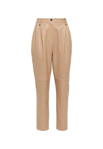 Pantaloni in pelle a vita alta