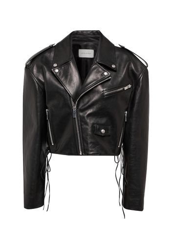 Giacca biker cropped in pelle