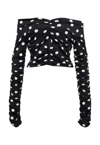 Top in cotone a pois con cut-out