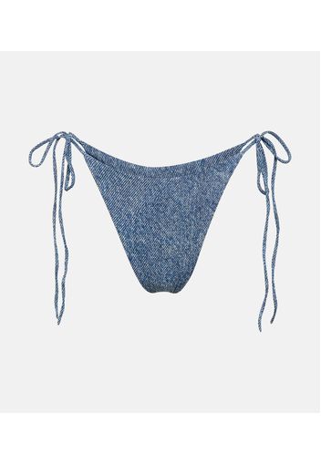 Slip bikini con stampa denim