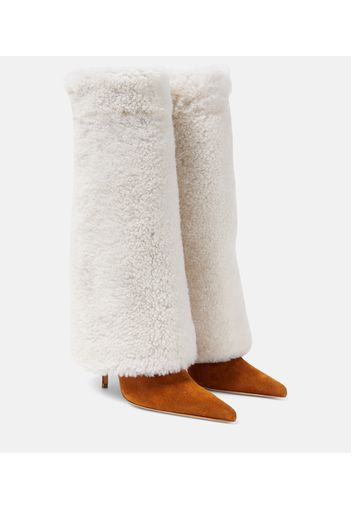 Stivali in shearling e suede