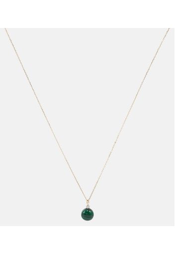 Collana in oro 14kt con diamante e malachite