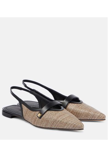 Ballerine slingback in effetto rafia