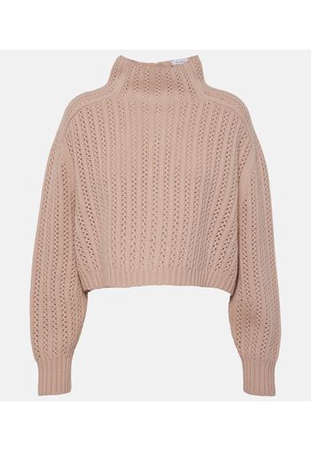 Pullover cropped in lana e cashmere