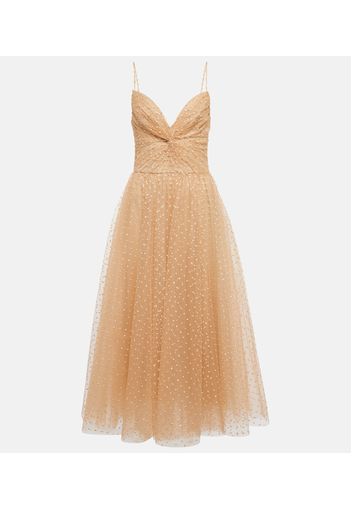 Abito midi in tulle a pois