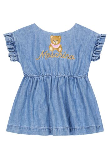 Baby - Abito in chambray di cotone con ricamo