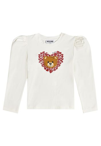 Top Teddy Bear in jersey di misto cotone