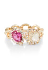 Anello Catena Double in oro 18kt con zaffiri, rubellite e diamanti