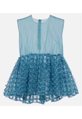 Abito midi in tulle con volant