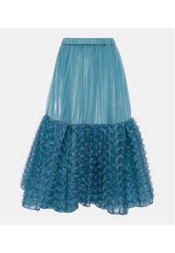 Gonna midi in tulle con volant