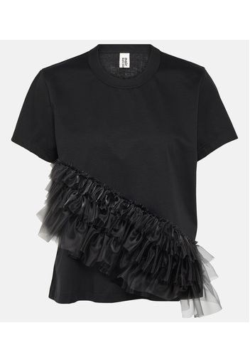 T-shirt in jersey di cotone con tulle