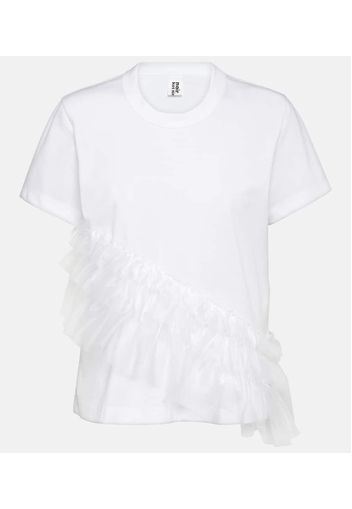 T-shirt in jersey di cotone con tulle