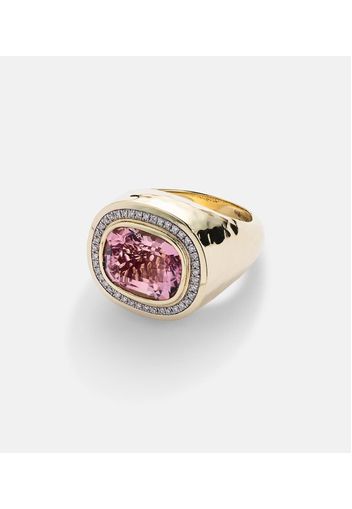 Anello Blushing in oro 18kt con tormalina e diamanti