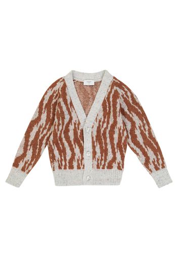 Cardigan in jacquard di lana e cotone