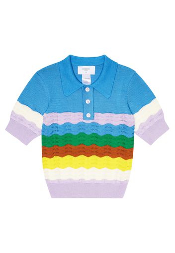 Polo in cotone in maglia pointelle