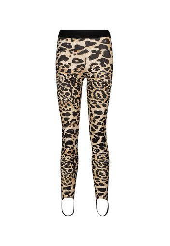 Leggings a stampa leopardata con staffe