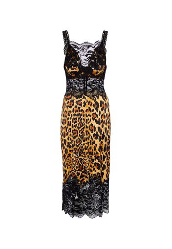 Abito midi in jersey leopardato con pizzo