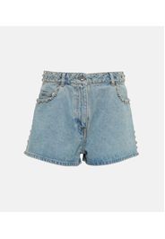 Shorts a vita alta in denim con borchie